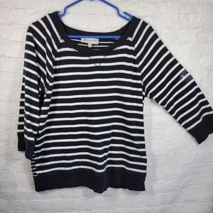 Jones NY Sport L Women's Striped 3/4 Sweater